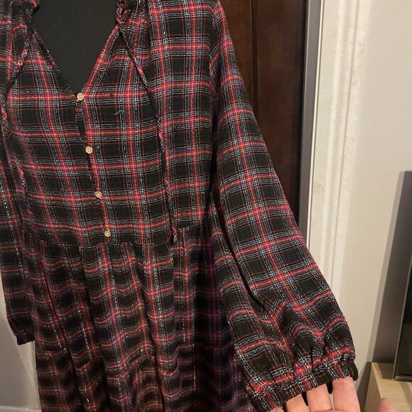 Loft Shimmer Plaid Tiered Dress - Picture 8 of 16